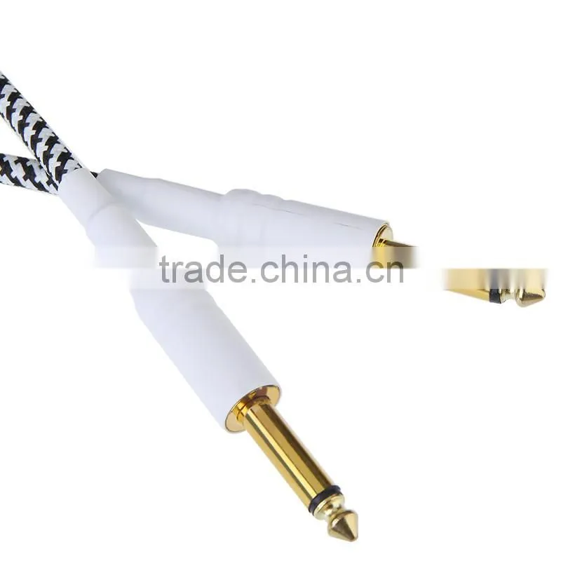 3M/10FT Black & White Cloth Braided Tweed Guitar Cable Cord