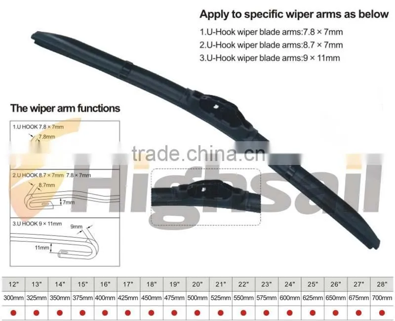 u hook wiper blade rubber strip