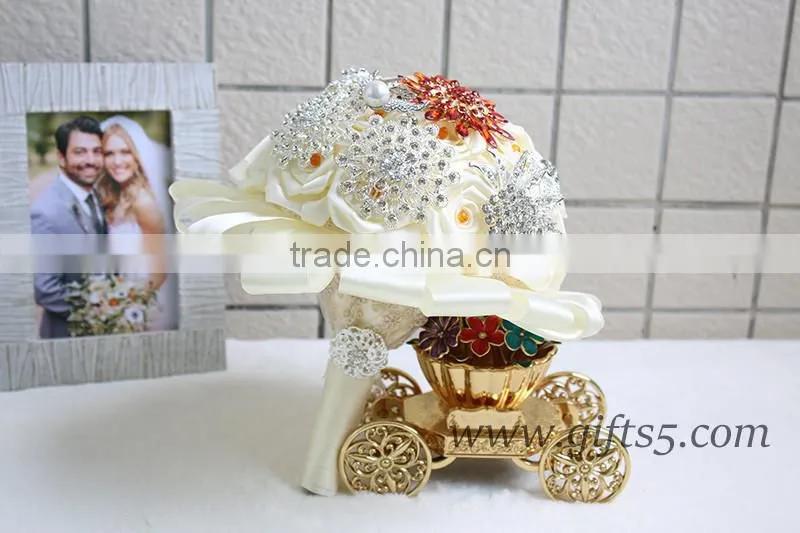 Handmade Wedding Flowers Jewels Crystals Satin Ribbon wedding bouquets