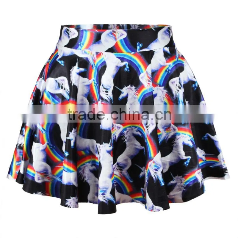 Skirts Fashion 2015 Women's Digital Print Unicorn Mini Skirt N13-30