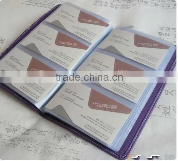 PU leather surface large space plastic business card holder