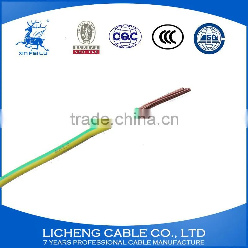 green-yellow earthing wire PVC insulated copper conductor electric cable 35mm2
