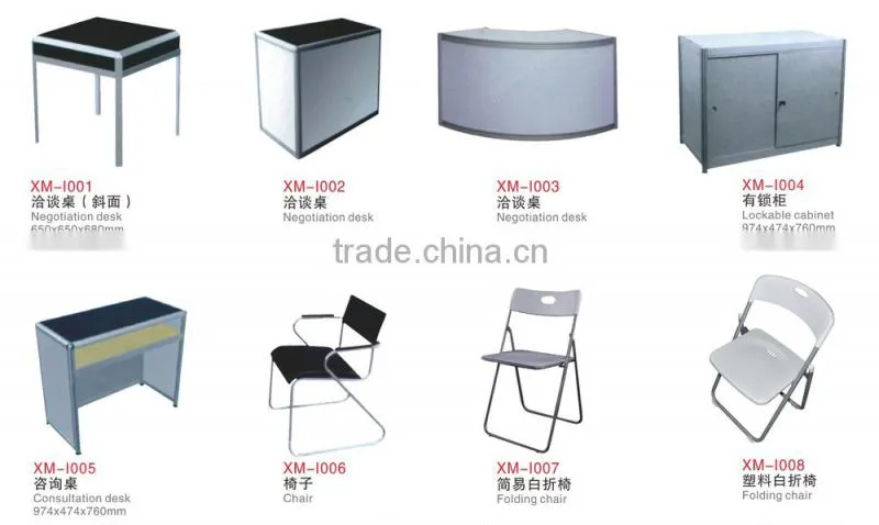 Custom curved reception desk with modern design aluminium frame desk for exhibition