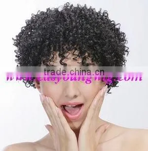 Ladies short black afro curly african american full lace wigs