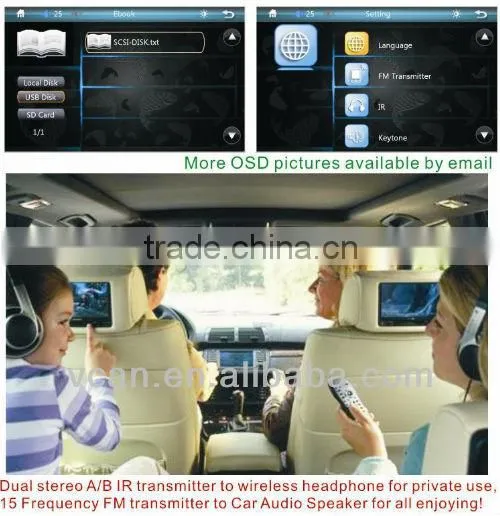 Promotion $39/pc for Car headrest mp5 7" touch screen headrest car monitor with touch screen