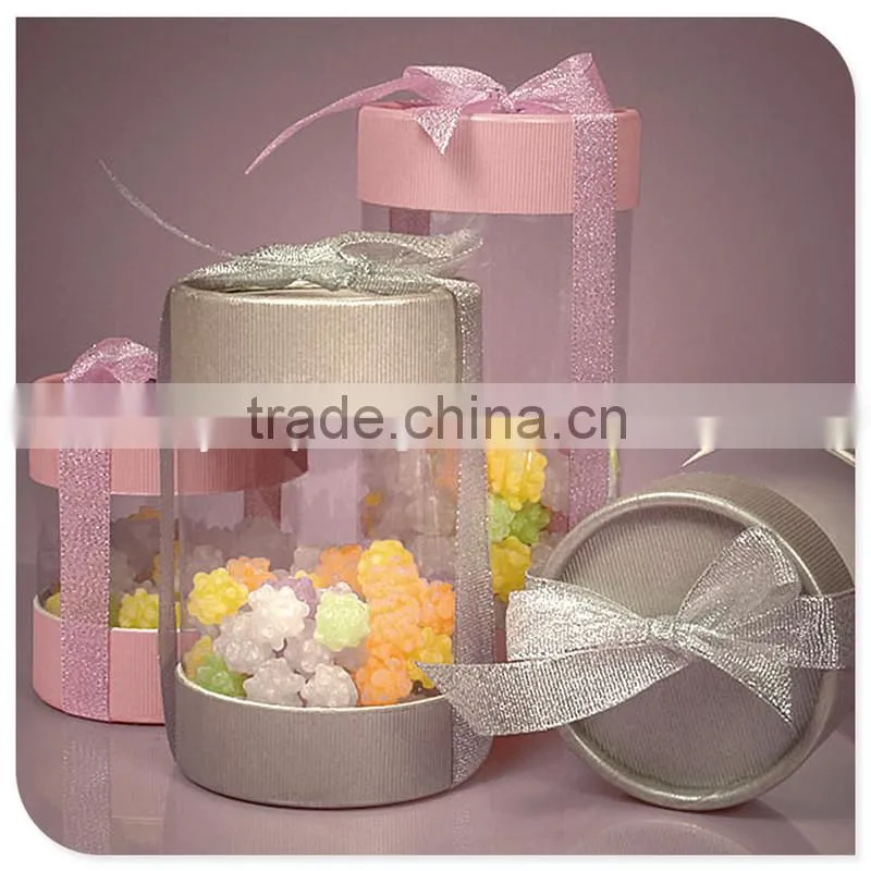 clear plastic cylinder tube with ribbon