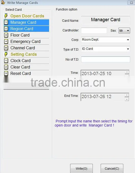 Card door locks ,five- stars hotel card door lock,hotel m1 card reader door lock