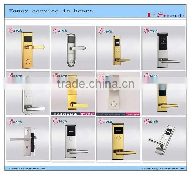 Card door locks ,five- stars hotel card door lock,hotel m1 card reader door lock
