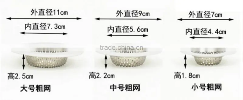 Sets of Stainless Steel Mesh Sink Strainer Drain Stopper Trap Kitchen Bathroom New Type