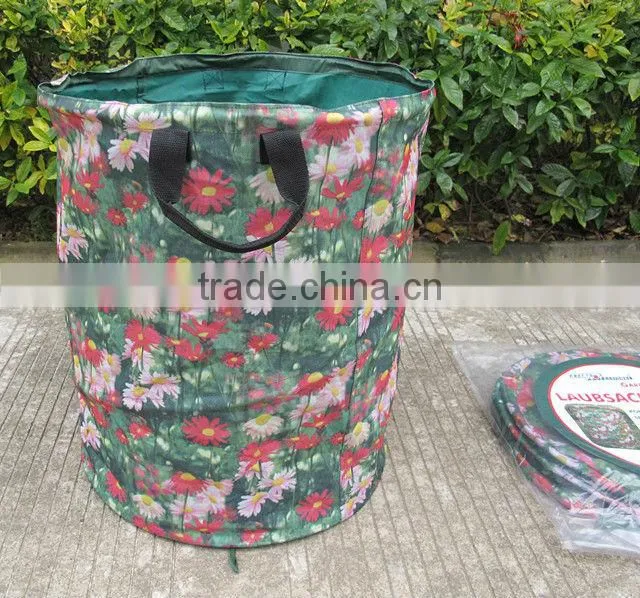 printed pop up garden bag PP PE oxford jute material garden bag wholesaler