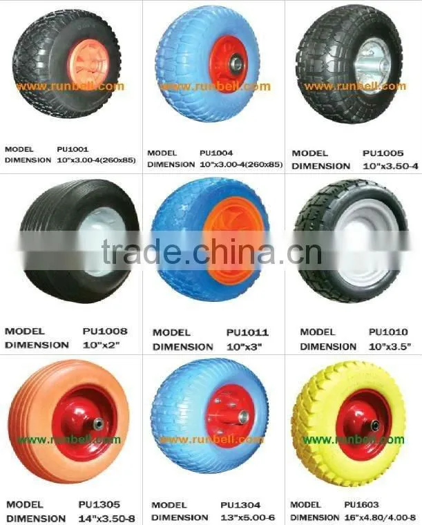 10'' Galvanized PU Trolley Sack Truck Wheel Puncture Proof 4.10/3.50 - 4