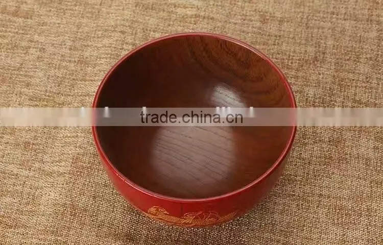 Red Chinese carved soup bowl