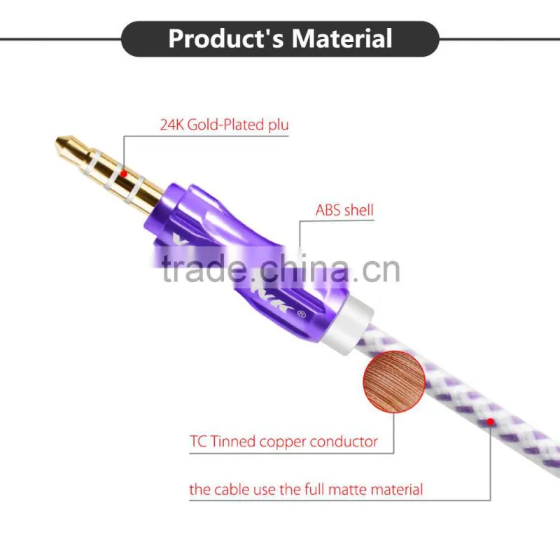 VOXLINK 1m 3-5mm-to-3-5mm-PREMIUM-Braided-Aluminium Jack Aux stereo Audio Cable Male to male Extension Cable