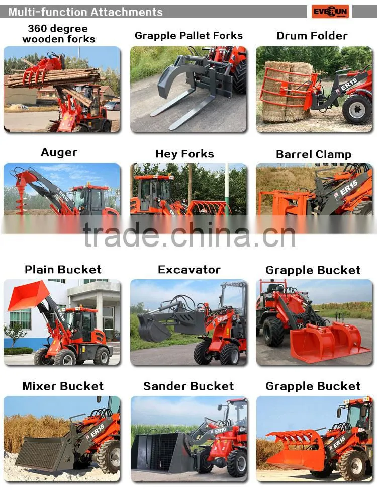 ER20 Everun Brand Farming Machine Small Wheel Loader With Front End loader Bucket