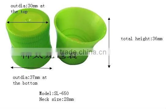 SL-650,28/410 plastic screw bottle cap horn shaped