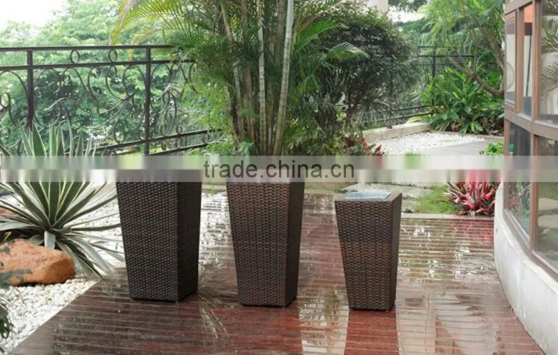 Tall square shape garden patio plastic wicker plant flower pots