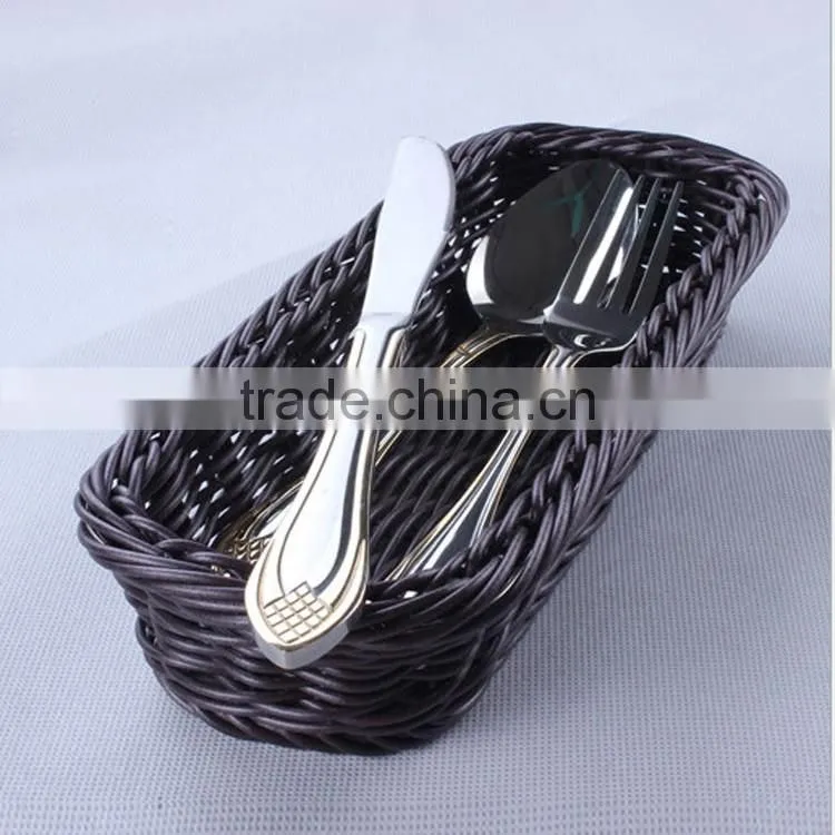 Eco-friendly longitypical design handcraft rattan cutlery basket