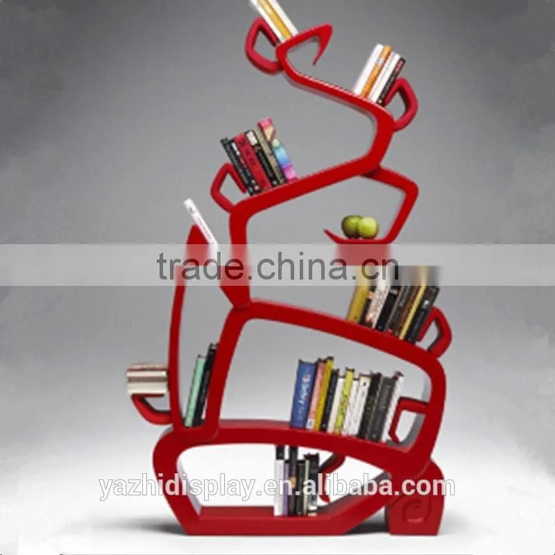 Modern Fiberglass red bookcase for home decoration
