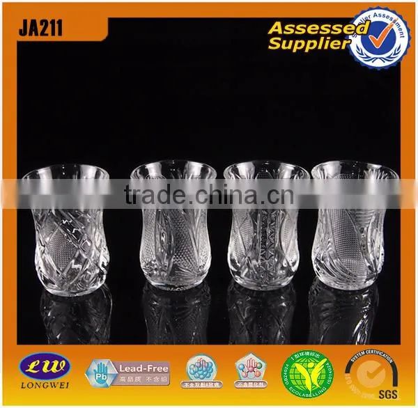 Different carved shape cheap price glass cup set