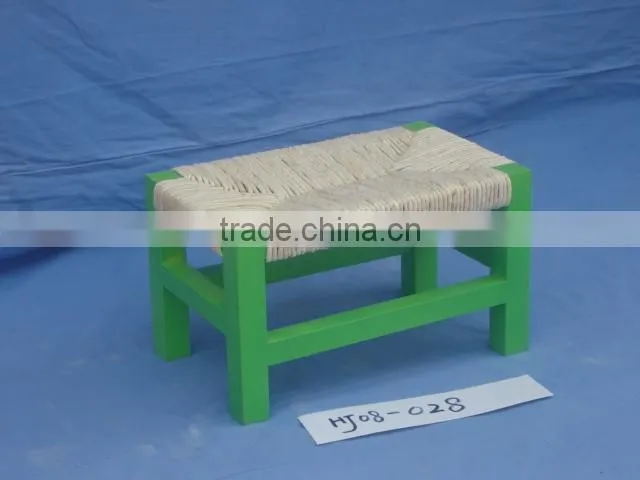 Blue Solid Wooden Children Chair Rush Seat