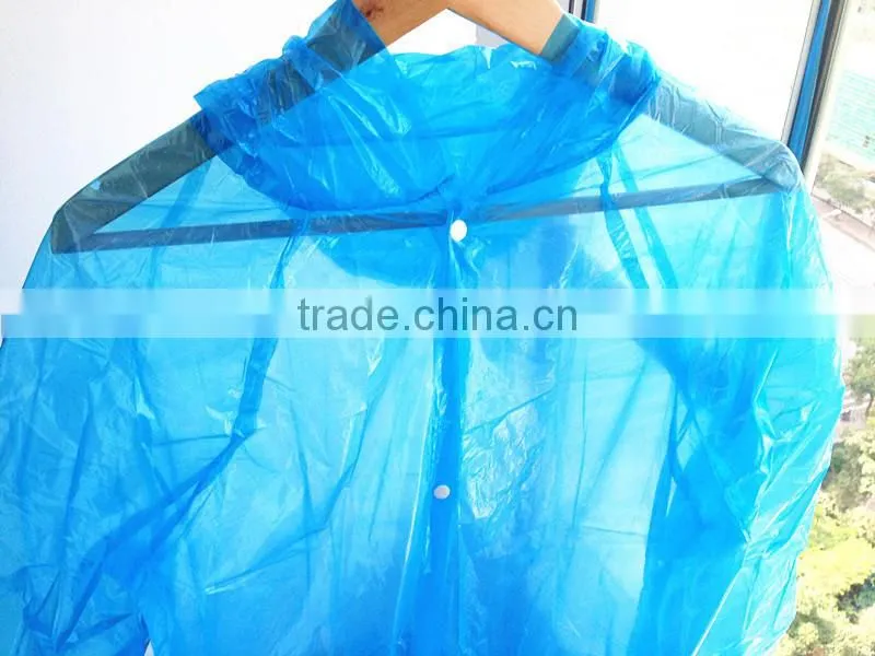 100% biodegradable disposable plastic raincoat,lightweight rainwear