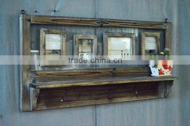 2016 new ANTIQUE unique wall corner photo frame, wooden corner picture frame