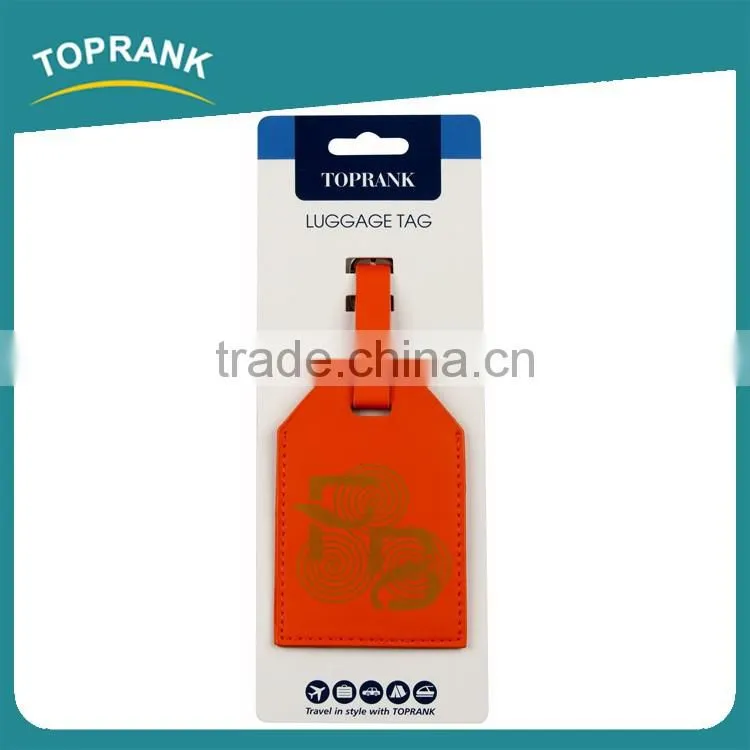 Toprank Custom Made Travel PU Embossed Luggage Tag Printed Logo Bulk Luggage Tag For Promotion