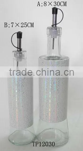black plastic sleeves cylinder glass oil dispenser