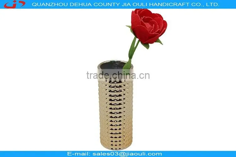 2016 Quality round plating ceramic flower vase, gold vase, red vase