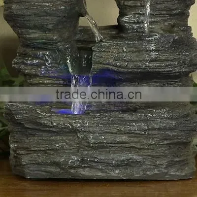 Five Stream Rock Cavern Tabletop Fountain with Multi-Colored LED Lights