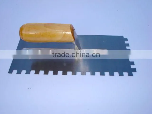 wooden handle plastering trowel with teeth factory