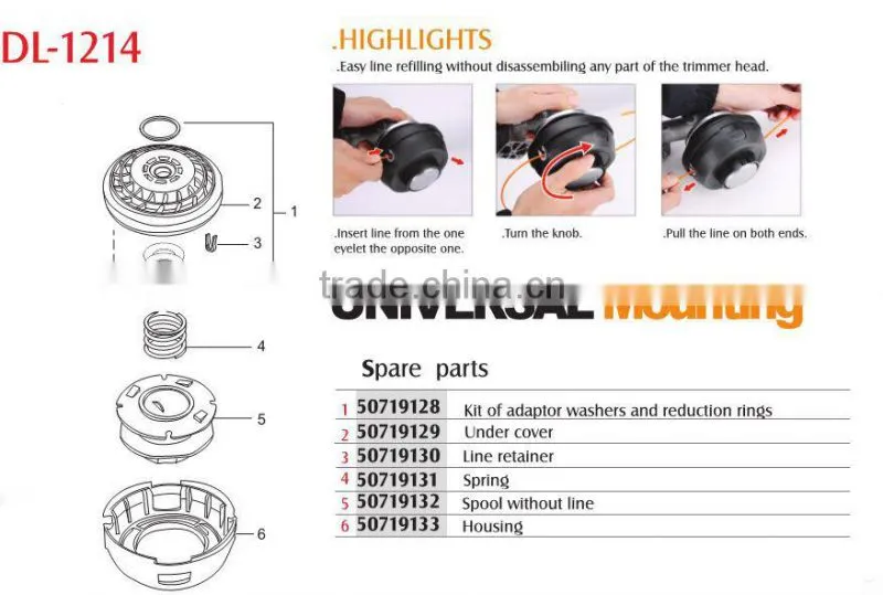 garden tool spare parts automatic brush cutter nylon trimmer head