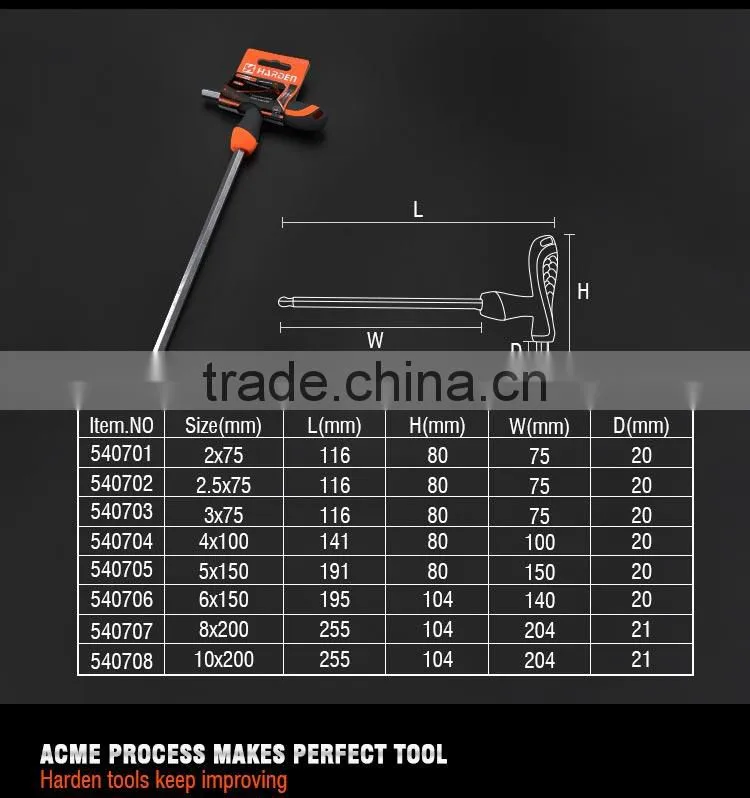 T-handle hex key wrench with ball