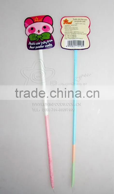 Double Color Fruity Straw Sour Powder Candy