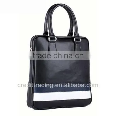 Trendy PU Mens Briefcase with White Stripe