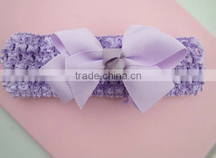 Cheap 1.5" crochet headband with bow /hair accessory