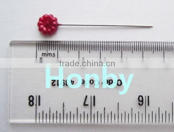 Plastic crafts flower head shape decorative pearl pin