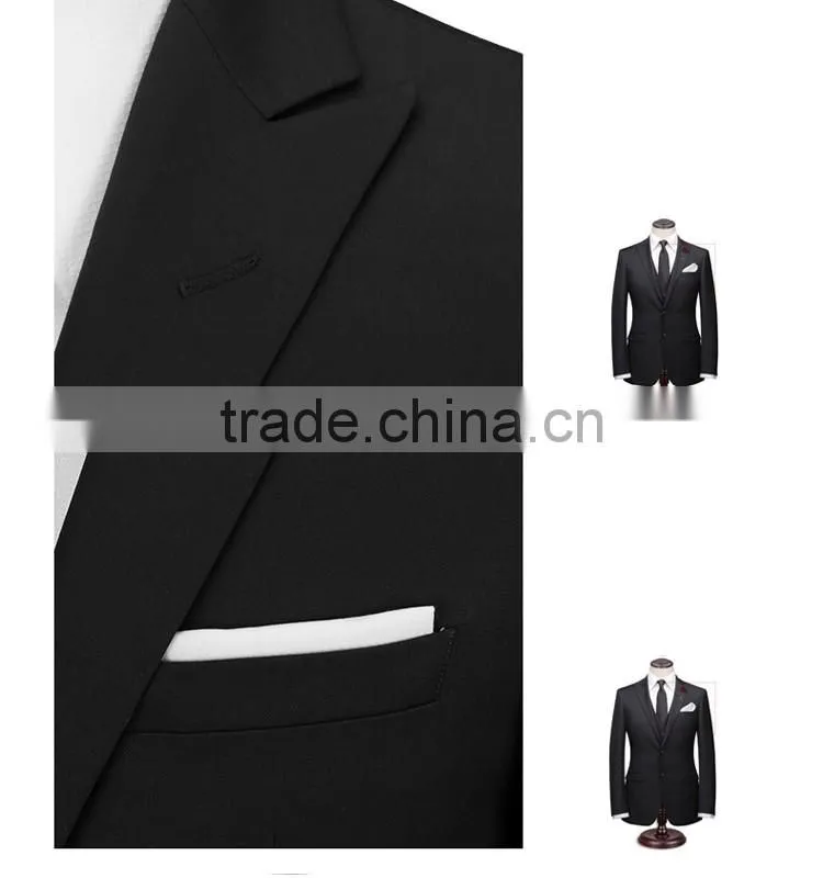 2016 new arrival designer suits for men 3 piece suit black wedding pant coats