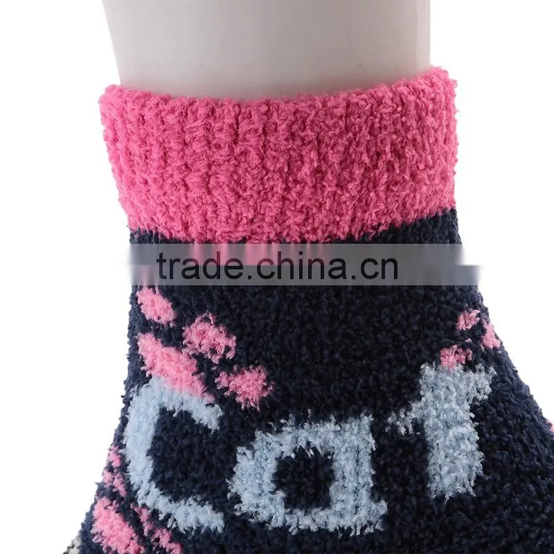 cute winter thick thermal coral fleeces socks with lovely cute design