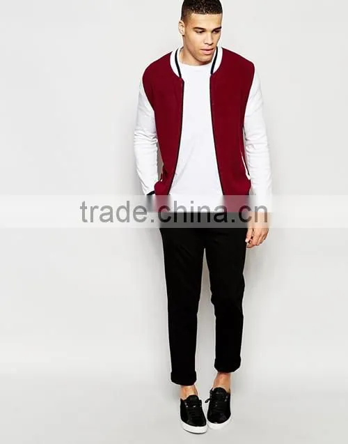Knitted burgundy baseball jacket, stylish 3XL coat men