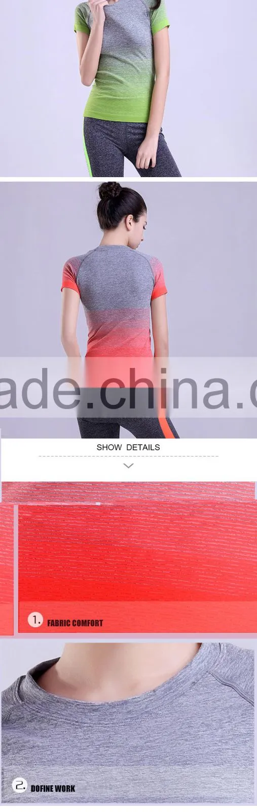 Hsz-103 Top quality ladies T-shirt gym wear for yoga and running women sports top wear