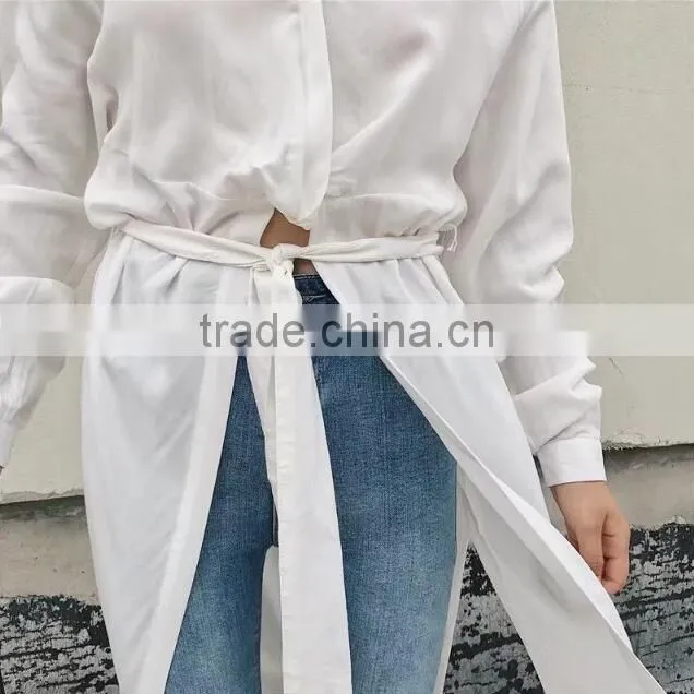 Runwaylover 145 Women Long Style Fashion Pure Color Blouse