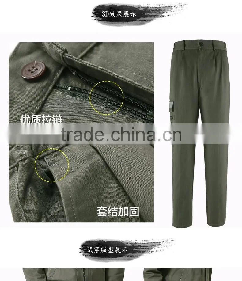 Juqian 2016 worker's garment green nylon breathable cheap multi pocket work pant