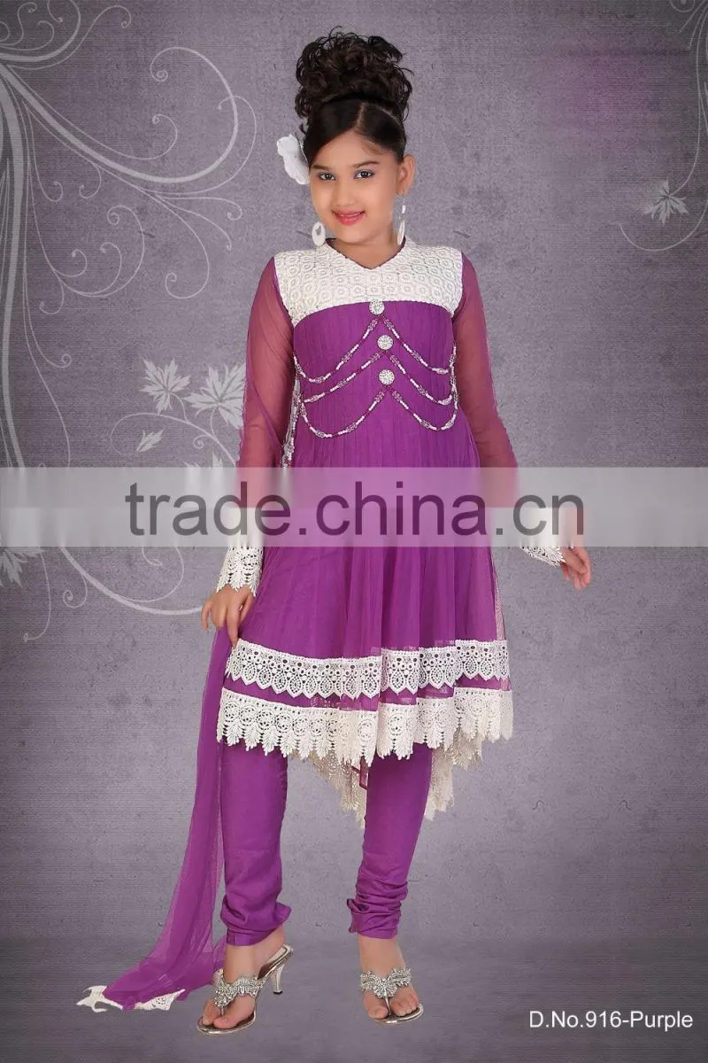 Lovely Red color with orange design at neck salwar kameez sizzling Girls Ready Made