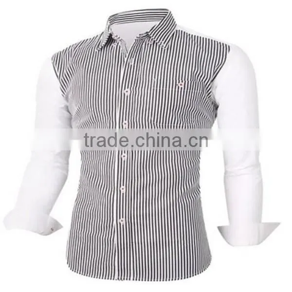 2016 new wholesale Stylish Vertical Stripes Long Sleeve Button Down custom mens casual dress shirts