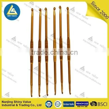 Knitting usage anodized double pointed aluminium crochet hook set