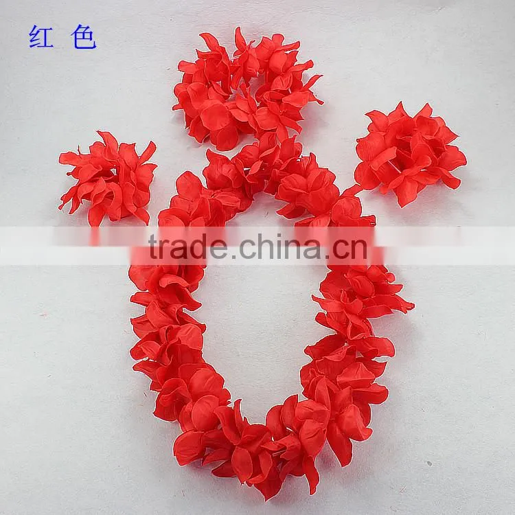 Colorful hawaii flower garland Wreath necklace bracelet headwear sets