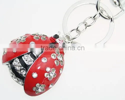 Painting red and black alloy Insect ladybird key chain