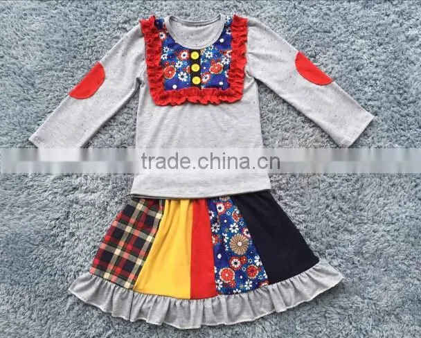 Girs christmas clothes sets wholesale 2016 giggle moon remake outfits children santa claus clothing stripe pant