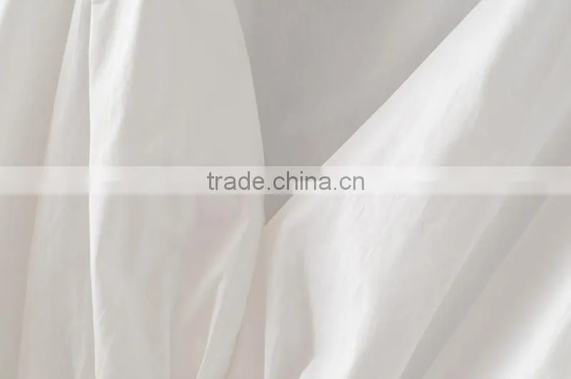 High end Womens 100% Cotton Long sleeve plain fashion Blouse